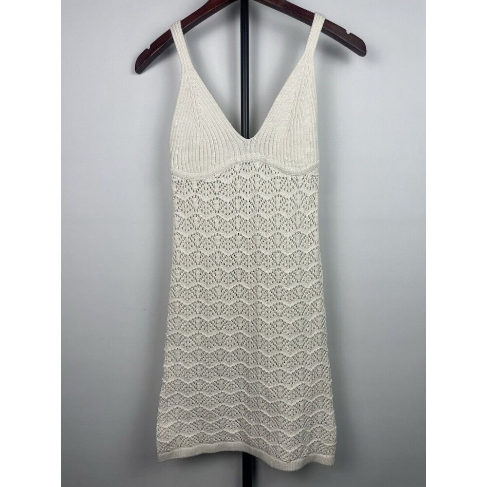 Jessica Simpson Cream White Knit Coastal Bohemian Mini Dress Size S